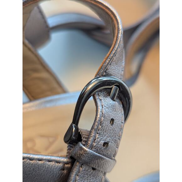 Naturalizer Mia Ankle Cross Strap Platform Silver Leather Block Heel Sandal 7.5 - Picture 6 of 10
